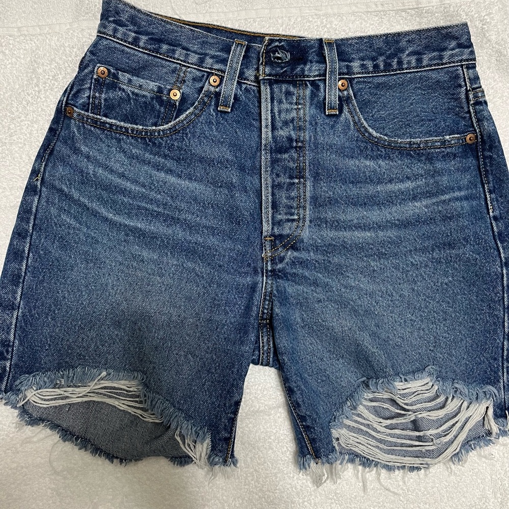 Denim Blue Distressed Women's Shorts